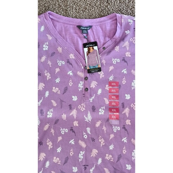 Eddie Bauer Thermal Shirt Top Size XXL Purple Ribbed Waffle Long Sleeve New - Picture 6 of 6